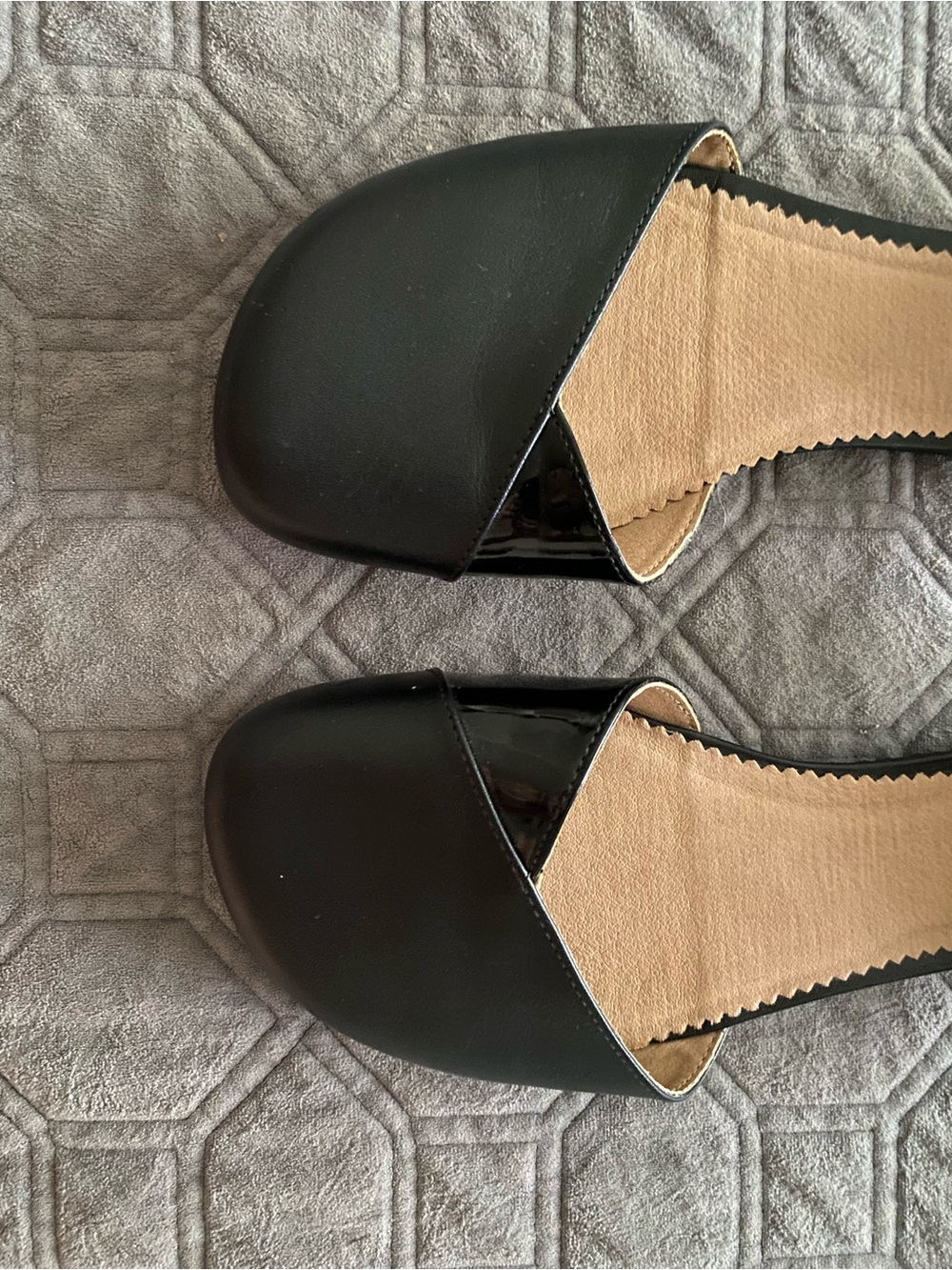 Black Women's Ankle-Strap Flats - Picture 3 of 5